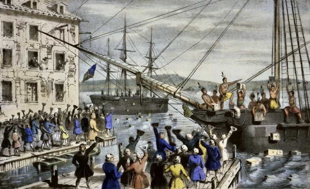 Wall Art Painting id:90874, Name: Destruction of Tea at Boston Harbor, Artist: Currier and Ives