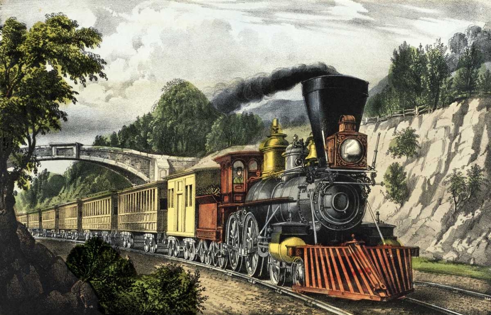 Wall Art Painting id:90875, Name: Express Train, Artist: Currier and Ives