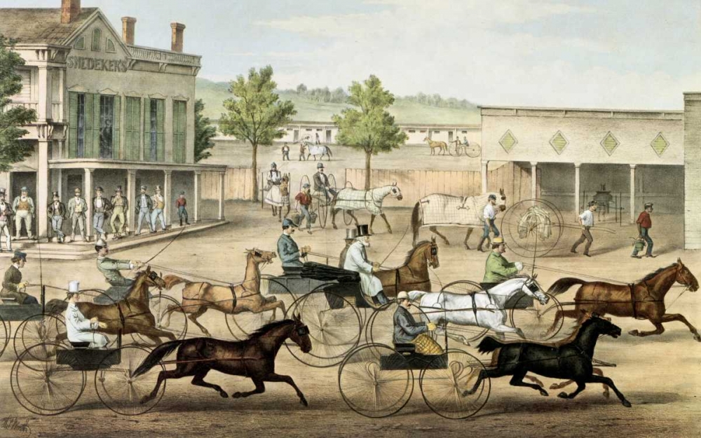 Wall Art Painting id:90876, Name: Going To The Trot, Artist: Currier and Ives