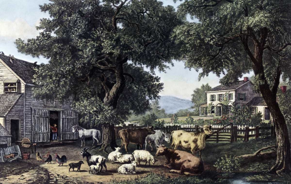 Wall Art Painting id:90883, Name: Old Homestead, Artist: Currier and Ives