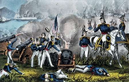 Wall Art Painting id:185971, Name: Siege of Vera Cruz March 1847, Artist: Ives, Currier and