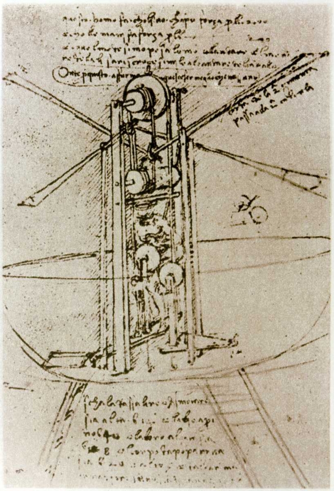 Wall Art Painting id:90915, Name: Drawing of a Flying Machine, Artist: Da Vinci, Leonardo