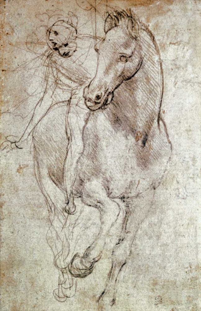 Wall Art Painting id:90918, Name: Horse and Rider, Artist: Da Vinci, Leonardo