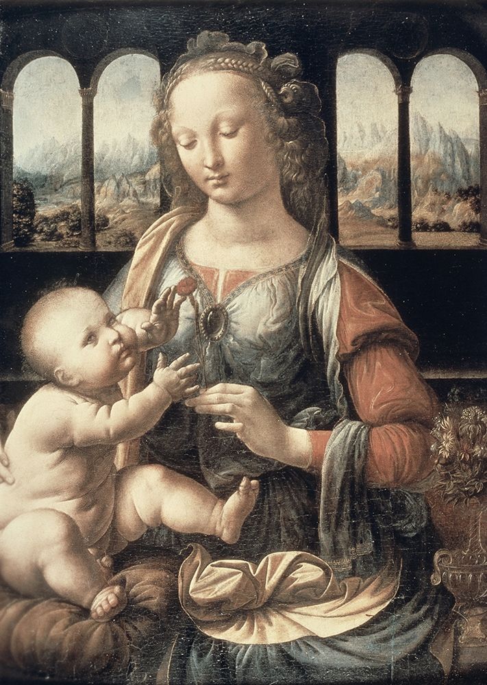 Wall Art Painting id:266310, Name: Madonna of The Carnation, Artist: Da Vinci, Leonardo