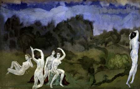 Wall Art Painting id:185990, Name: Nudes In a Landscape, Artist: Davies, Arthur Bowen