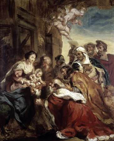 Wall Art Painting id:186024, Name: Adoration of The Kings, Artist: Delacroix, Eugene