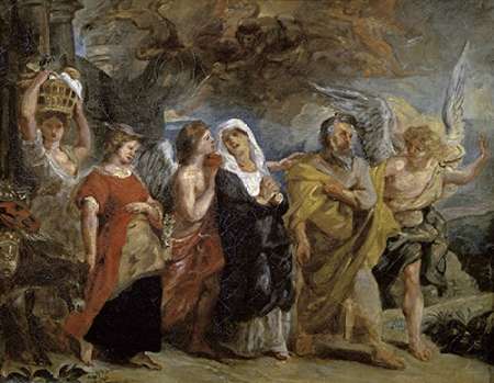 Wall Art Painting id:186028, Name: Copy After The Flight of Lot By Rubens, Artist: Delacroix, Eugene