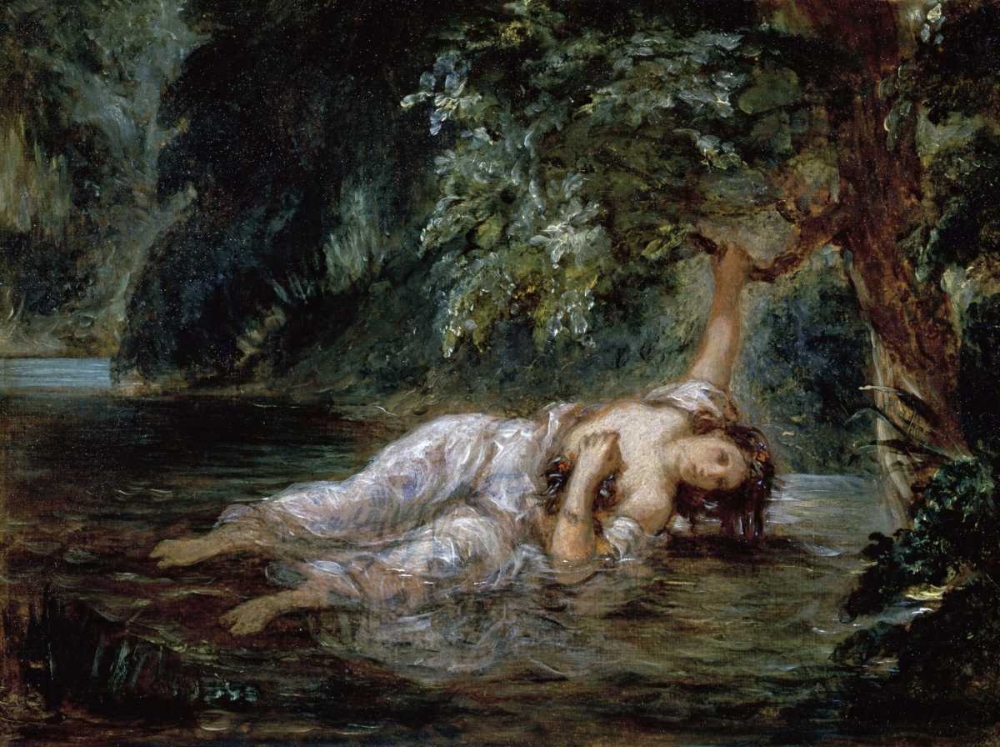 Wall Art Painting id:90971, Name: Death of Ophelia, Artist: Delacroix, Eugene