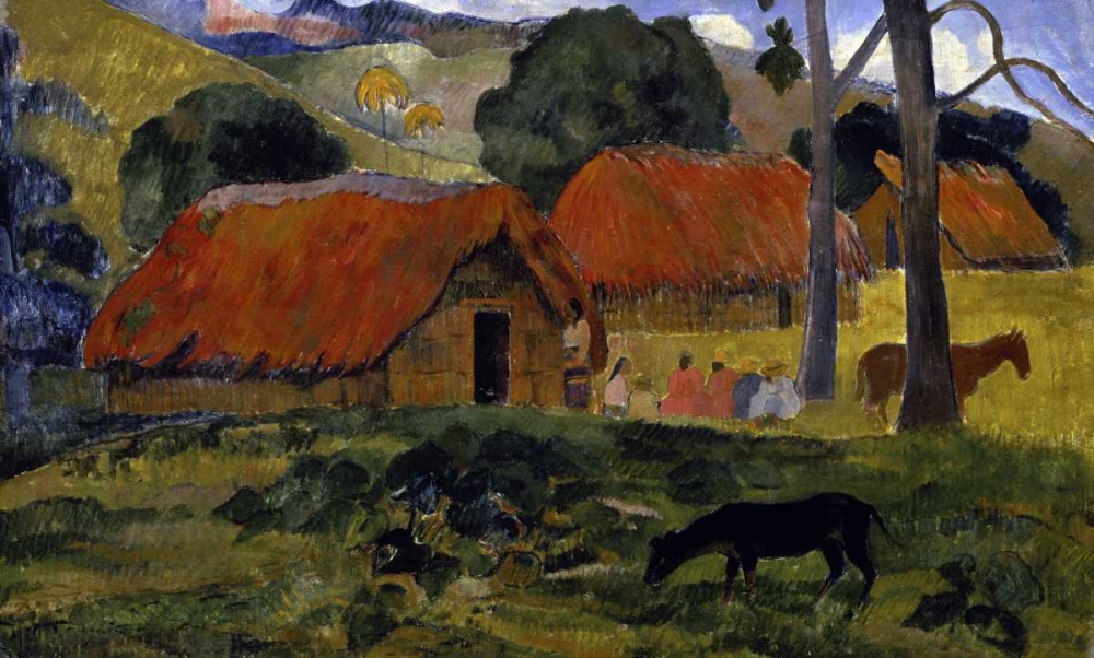 Wall Art Painting id:91049, Name: Dog Canine in front of the Hut - Le Chien Devant la Hutte, Artist: Gauguin, Paul