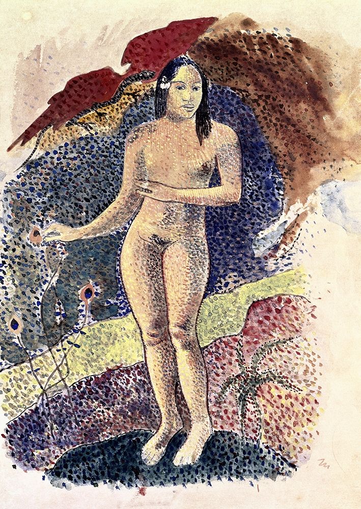 Wall Art Painting id:267346, Name: Nude Tahitian Woman (Femme Nue Tahitienne), Artist: Gauguin, Paul