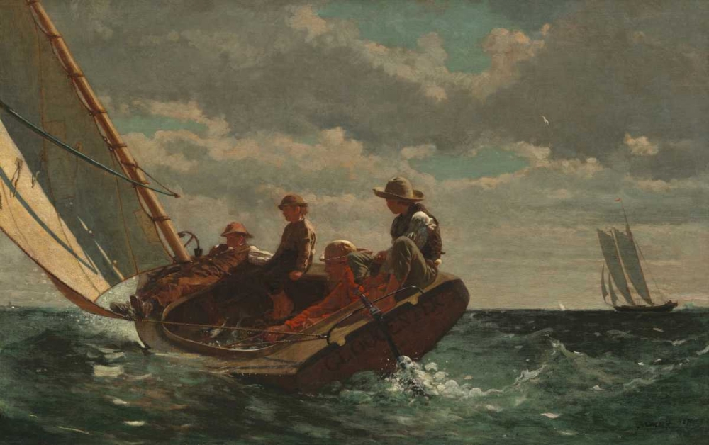 Wall Art Painting id:91163, Name: Breezing Up, Artist: Homer, Winslow
