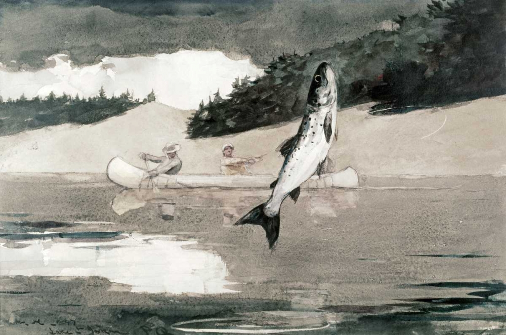 Wall Art Painting id:91167, Name: Flying Fish on Lake John, Artist: Homer, Winslow