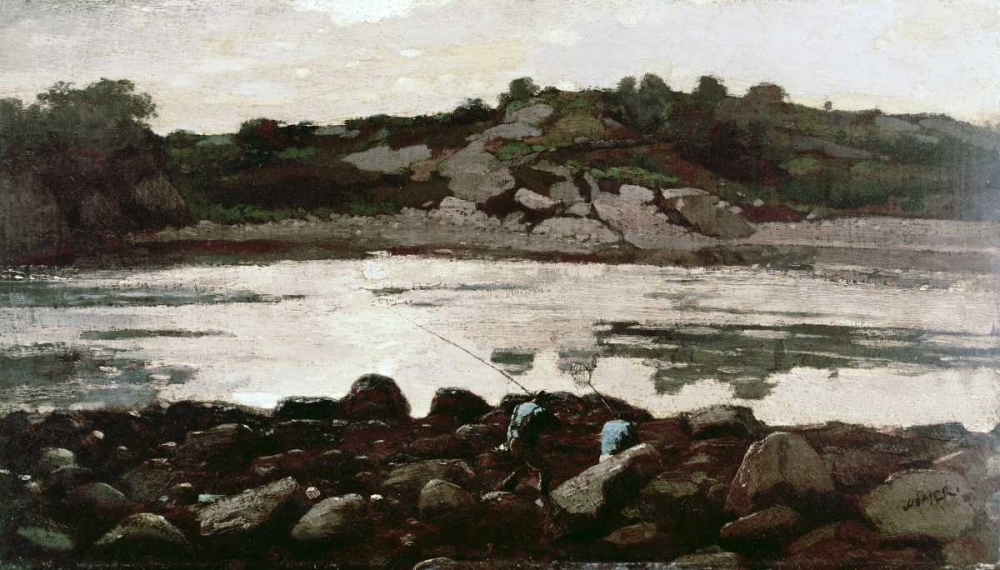 Wall Art Painting id:91178, Name: Fisherman on Rocks, Artist: Homer, Winslow