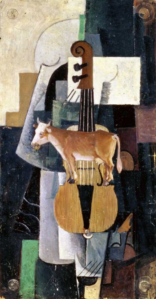 Wall Art Painting id:91241, Name: Cow and Violin, 1913, Artist: Malevich, Kazimir