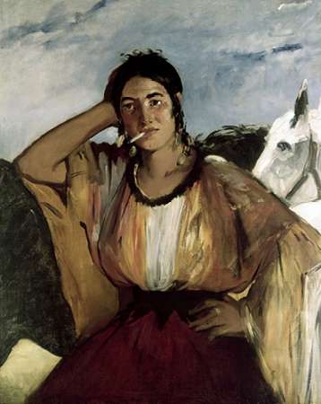 Wall Art Painting id:186262, Name: Gypsy with a Cigarette (Indian Woman Smoking), Artist: Manet, Edouard