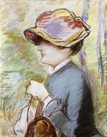 Wall Art Painting id:186265, Name: Young Woman in a Broad Hat, Artist: Manet, Edouard