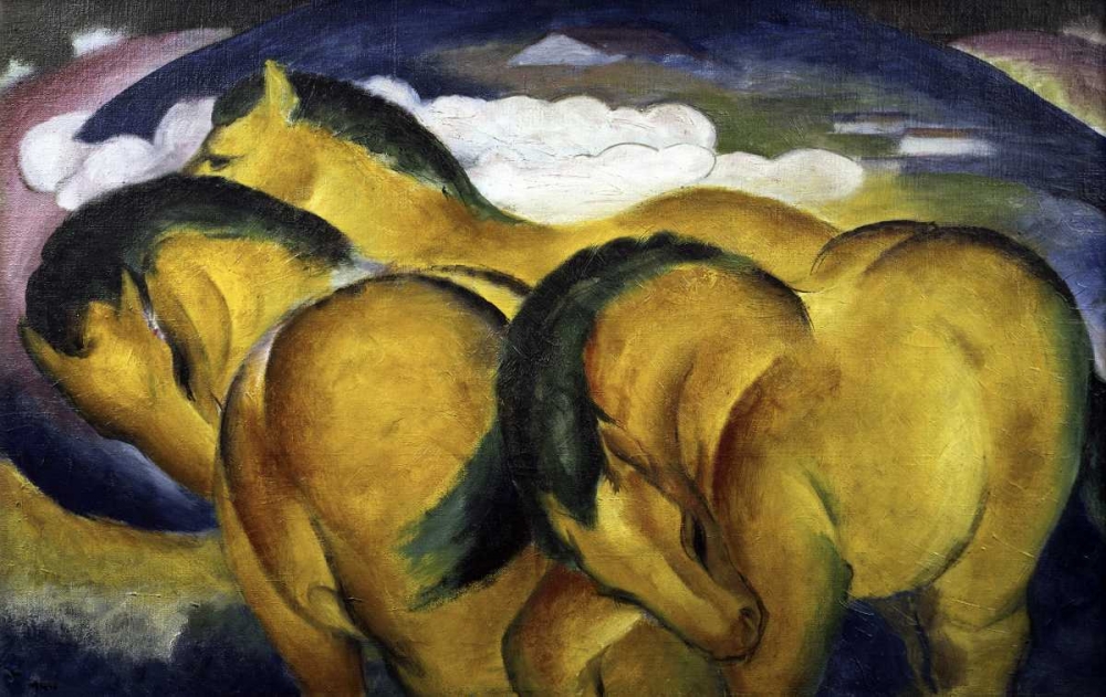 Wall Art Painting id:91263, Name: Little Yellow Horses, Artist: Marc, Franz