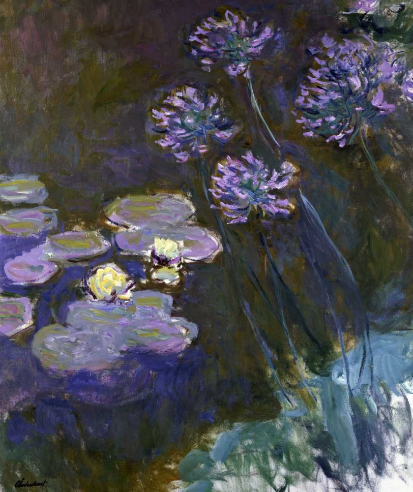 Wall Art Painting id:91358, Name: Water Lilies and Agapanthus, Artist: Monet, Claude