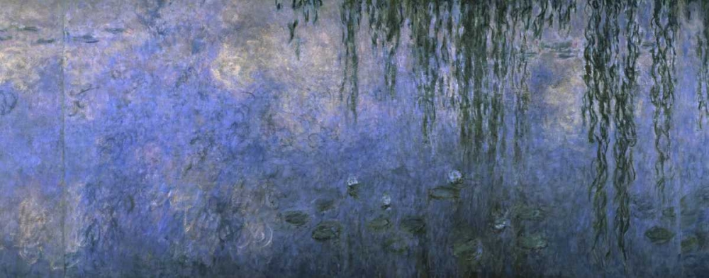 Wall Art Painting id:91366, Name: Water Lilies: Morning with Willows, c. 1918-26 - center panel, Artist: Monet, Claude