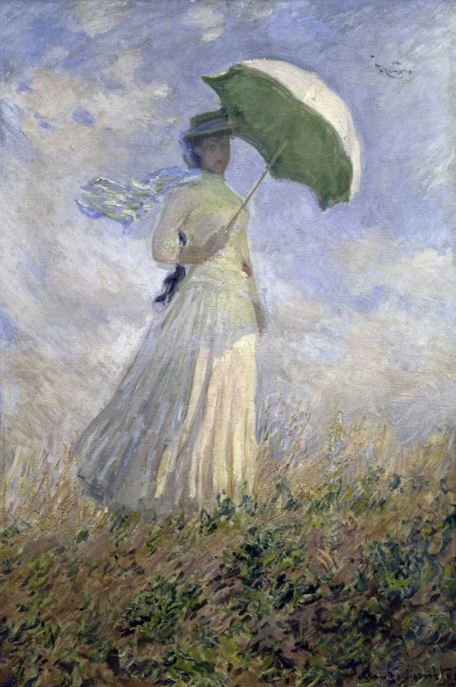 Wall Art Painting id:91376, Name: Woman with a Parasol Turned to the Right, Artist: Monet, Claude