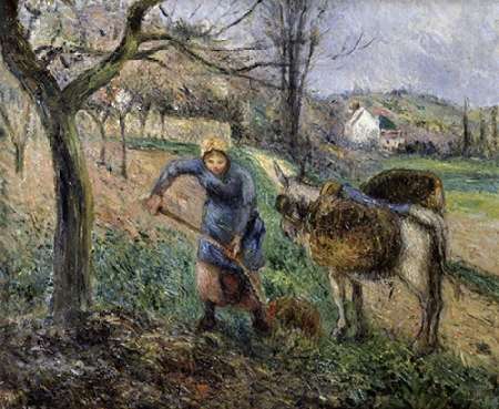 Wall Art Painting id:186382, Name: Landscape with a Donkey, Artist: Pissarro, Camille