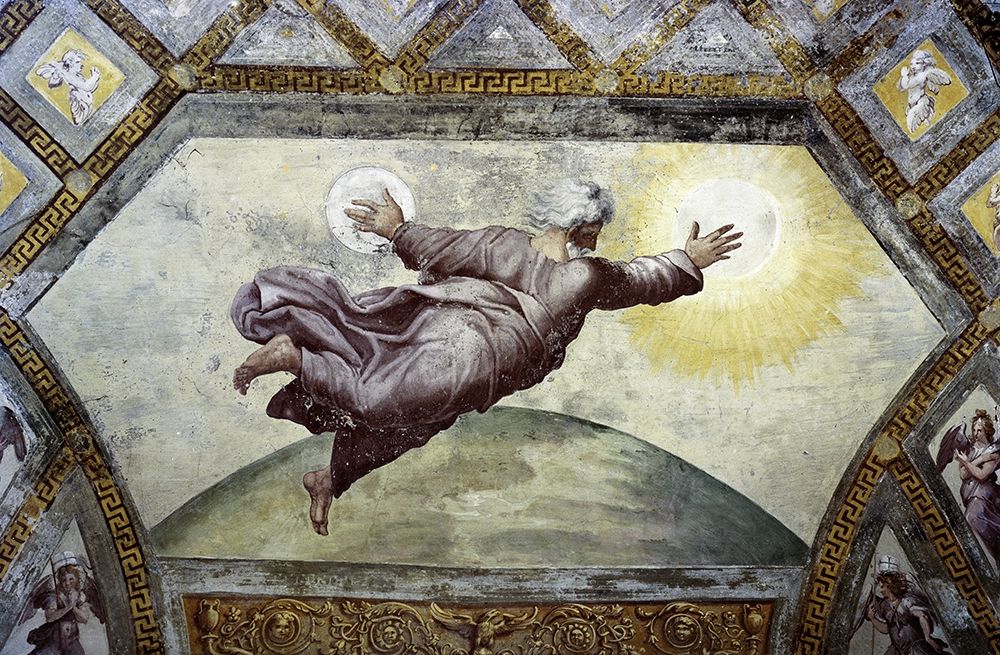 Wall Art Painting id:268382, Name: Creation of The Sun and Moon, Artist: Raphael