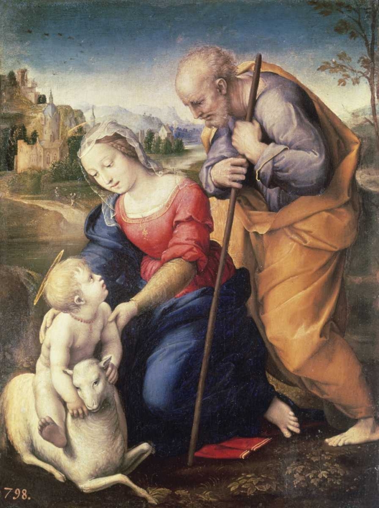Wall Art Painting id:91460, Name: Holy Family With The Lamb, Artist: Raphael