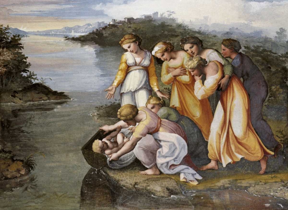 Wall Art Painting id:91461, Name: Moses Found In The Bulrushes, Artist: Raphael