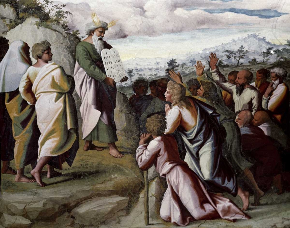 Wall Art Painting id:91462, Name: Moses Presenting The Ten Commandments, Artist: Raphael