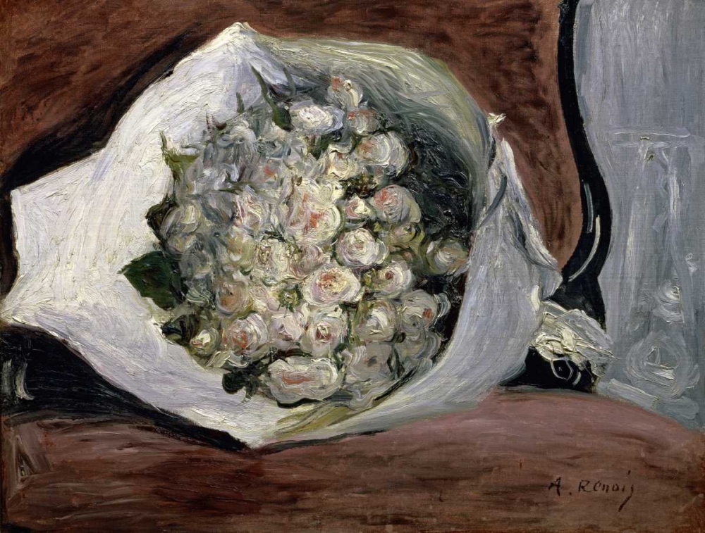 Wall Art Painting id:91511, Name: Bouquet in a Chair, Artist: Renoir, Pierre-Auguste