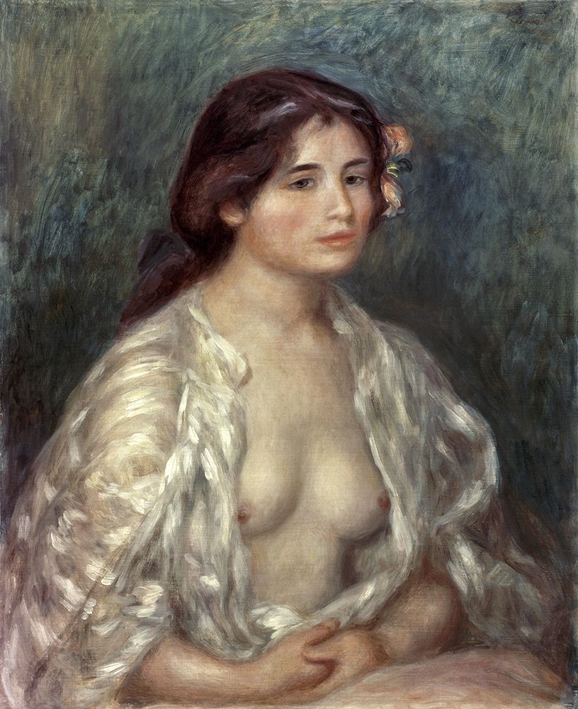 Wall Art Painting id:268531, Name: Gabrielle in an Open Blouse, Artist: Renoir, Pierre-Auguste