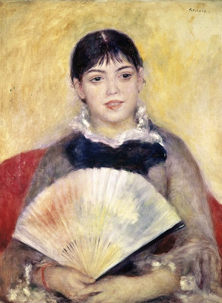 Wall Art Painting id:268533, Name: Girl with a Fan, Artist: Renoir, Pierre-Auguste