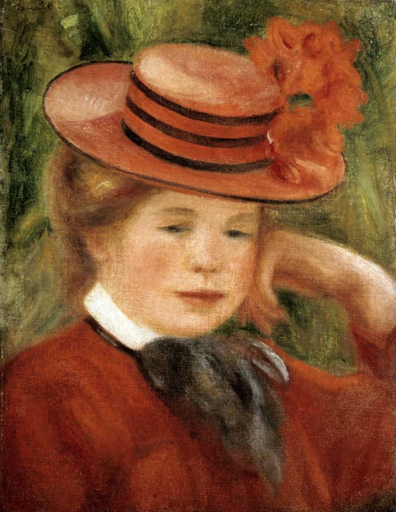 Wall Art Painting id:91517, Name: Girl with a Red Hat, Artist: Renoir, Pierre-Auguste