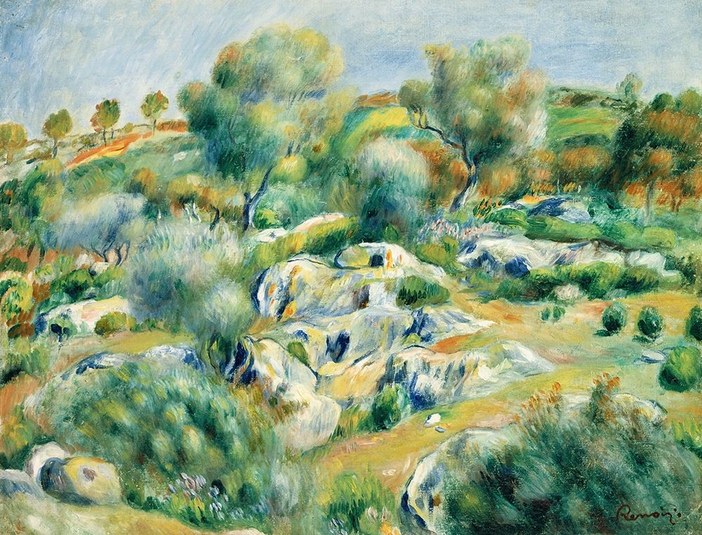 Wall Art Painting id:268539, Name: Landscape of Bretagne, Trees and Rocks, Artist: Renoir, Pierre-Auguste