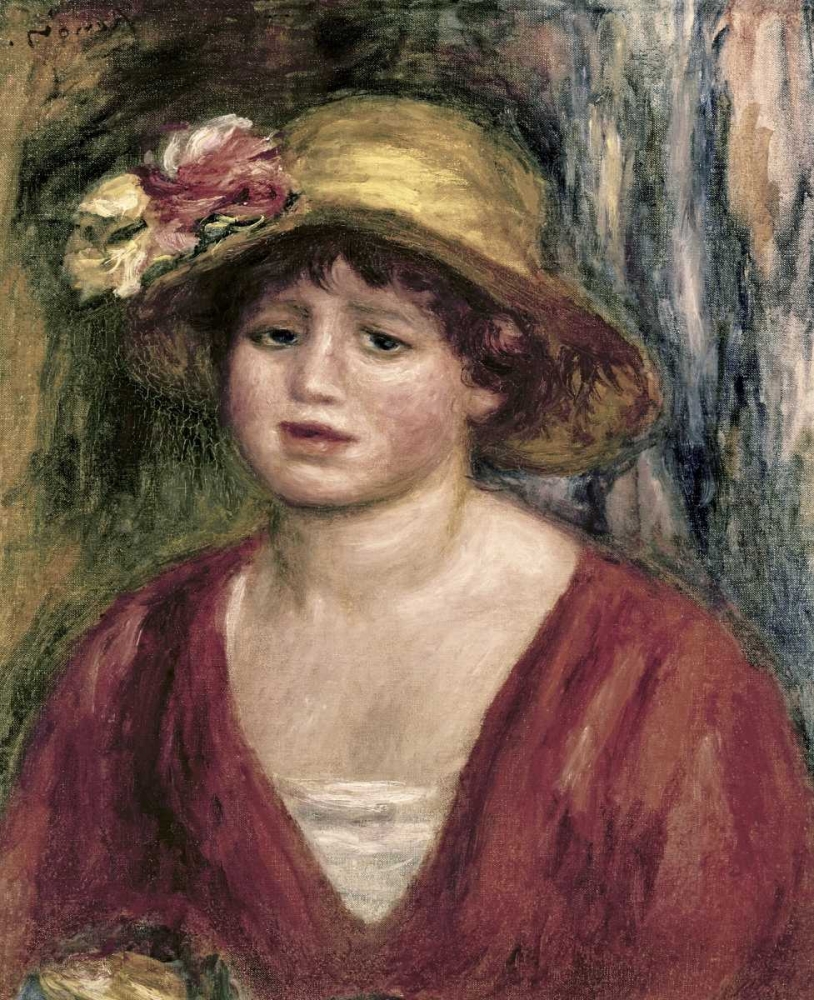 Wall Art Painting id:91538, Name: Young Girl In a Red Dress, Artist: Renoir, Pierre-Auguste