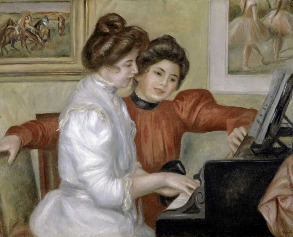 Wall Art Painting id:91541, Name: Yvonne and Christine Lerolle at the Piano, 1897-1898, Artist: Renoir, Pierre-Auguste