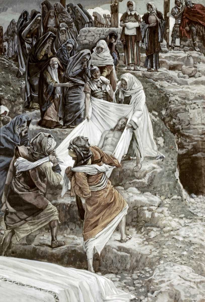 Wall Art Painting id:91630, Name: Body of Jesus Carried To The Stone of Anointing, Artist: Tissot, James Jacques