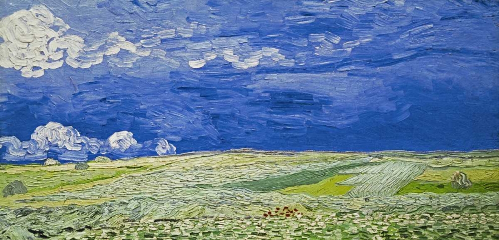 Wall Art Painting id:91750, Name: Field under a Stormy Sky, Artist: Van Gogh, Vincent