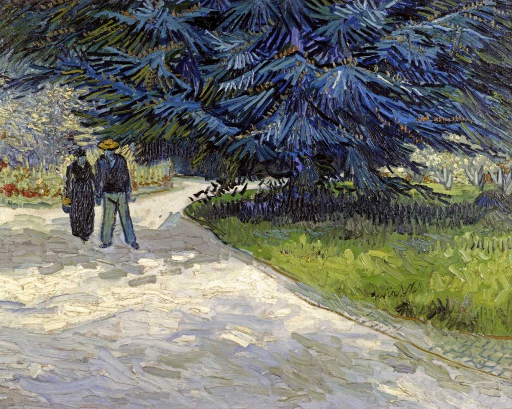 Wall Art Painting id:91764, Name: Public Garden with Couple and Blue Fir Tree, Artist: Van Gogh, Vincent