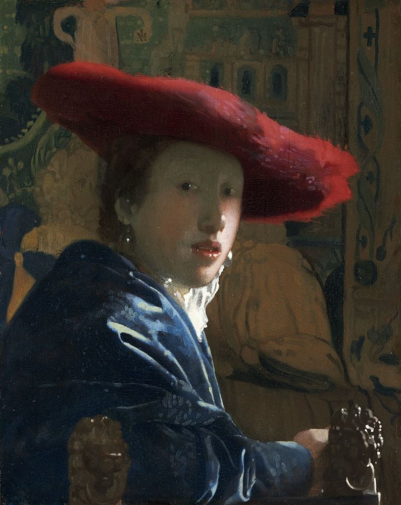 Wall Art Painting id:269981, Name: Girl with a Red Hat, Artist: Vermeer, Johannes