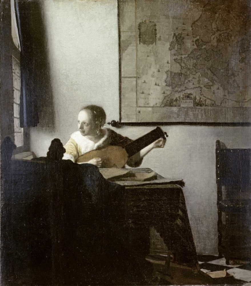 Wall Art Painting id:91801, Name: The Lute Player, Artist: Vermeer, Johannes