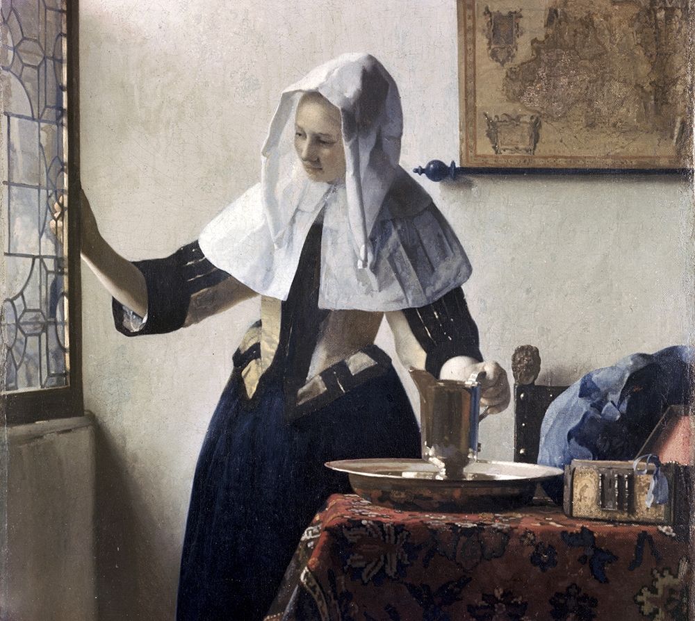 Wall Art Painting id:269982, Name: Woman with a Water Jug - Detail, Artist: Vermeer, Johannes