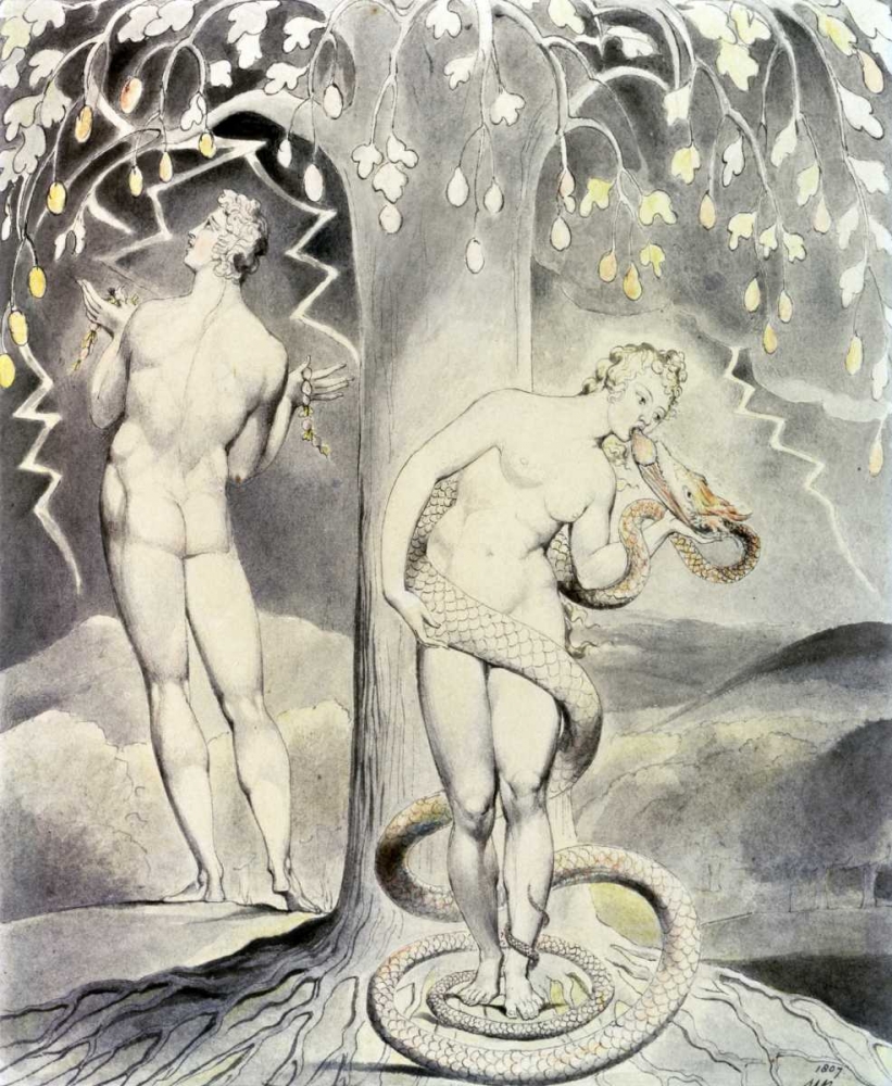 Wall Art Painting id:91863, Name: The Temptation and Fall of Eve, Artist: Blake, William