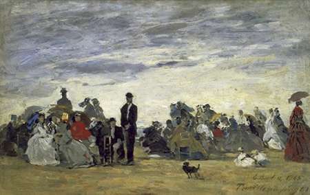 Wall Art Painting id:186797, Name: The Beach at Trouville, Artist: Boudin, Eugene
