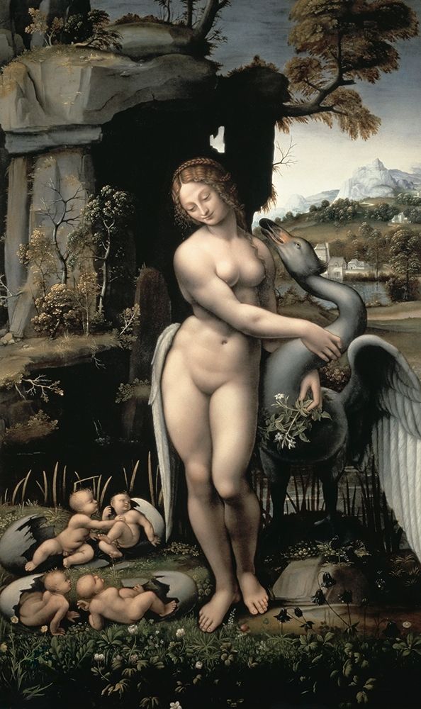 Wall Art Painting id:266313, Name: Leda and the Swan, Artist: Da Vinci, Leonardo