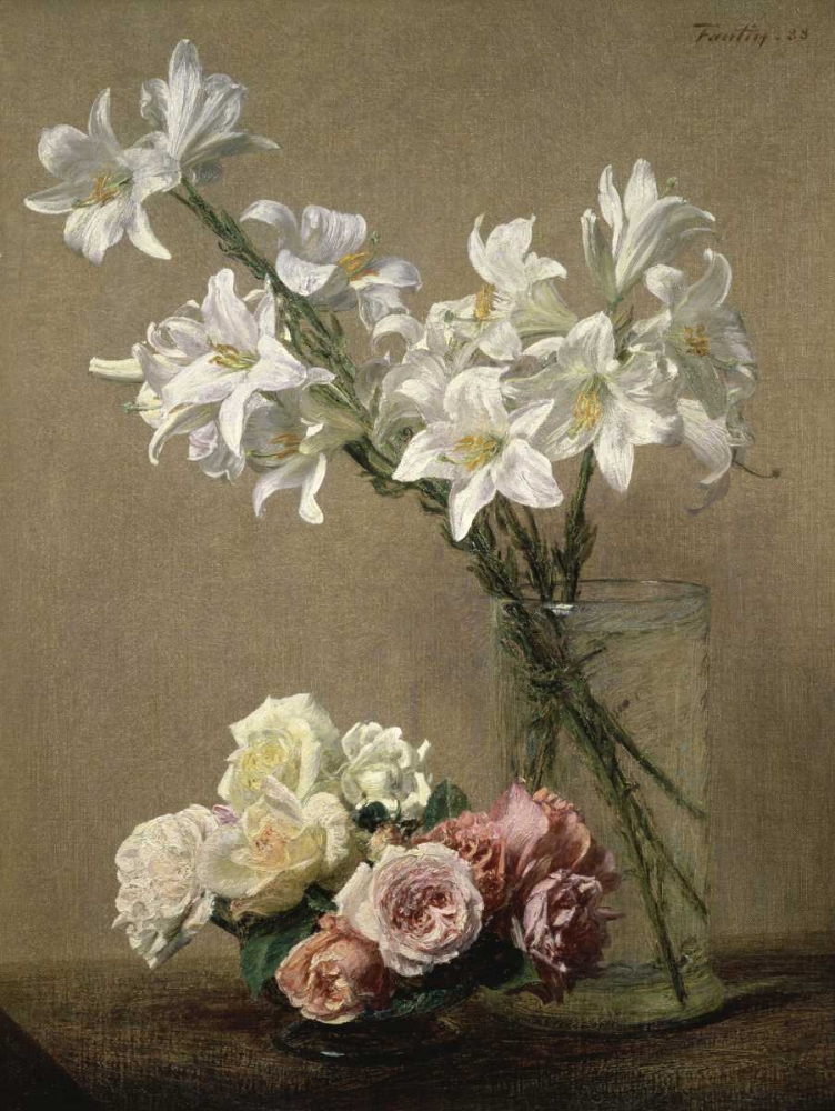 Wall Art Painting id:91977, Name: Lilies in a Vase, Artist: Fantin-Latour, Henri