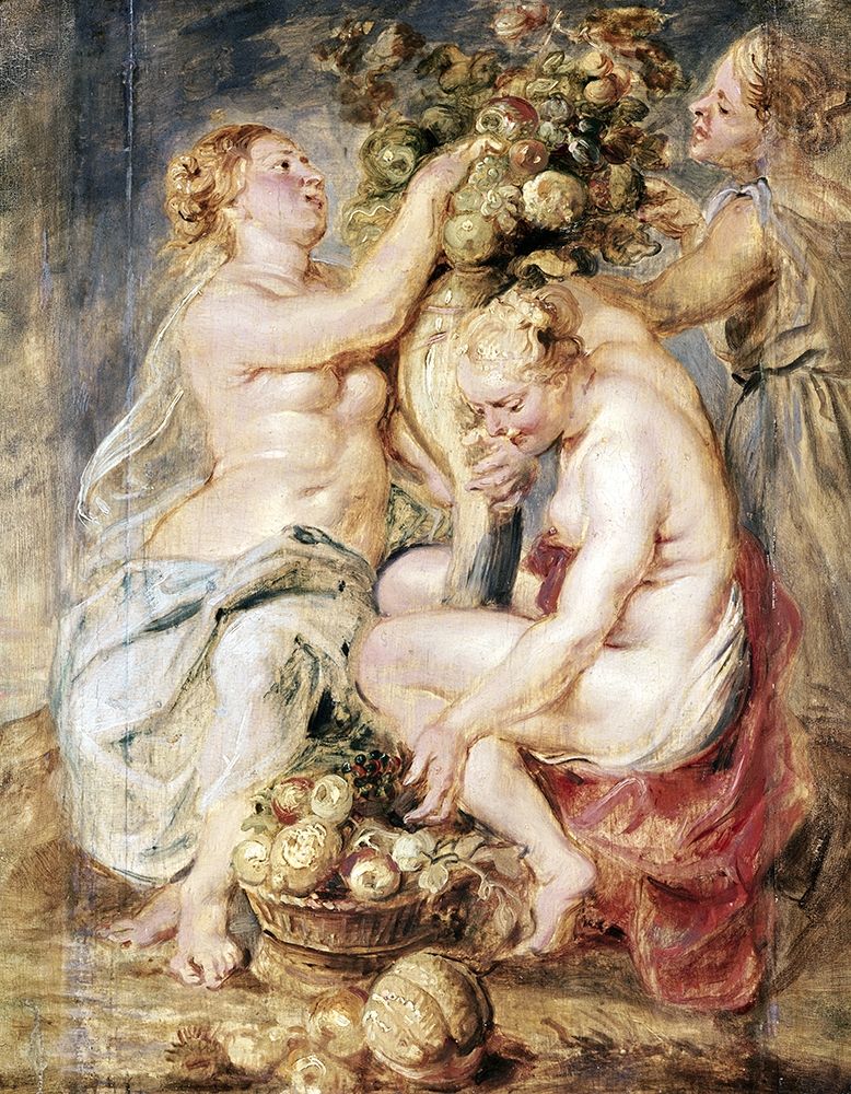 Wall Art Painting id:269056, Name: Ceres and Two Nymphs with a Cornucopia, Artist: Rubens, Peter Paul