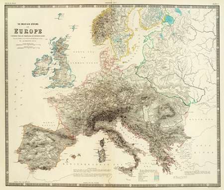 Wall Art Painting id:187293, Name: Mountains of Europe, 1854, Artist: Johnston, Alexander Keith