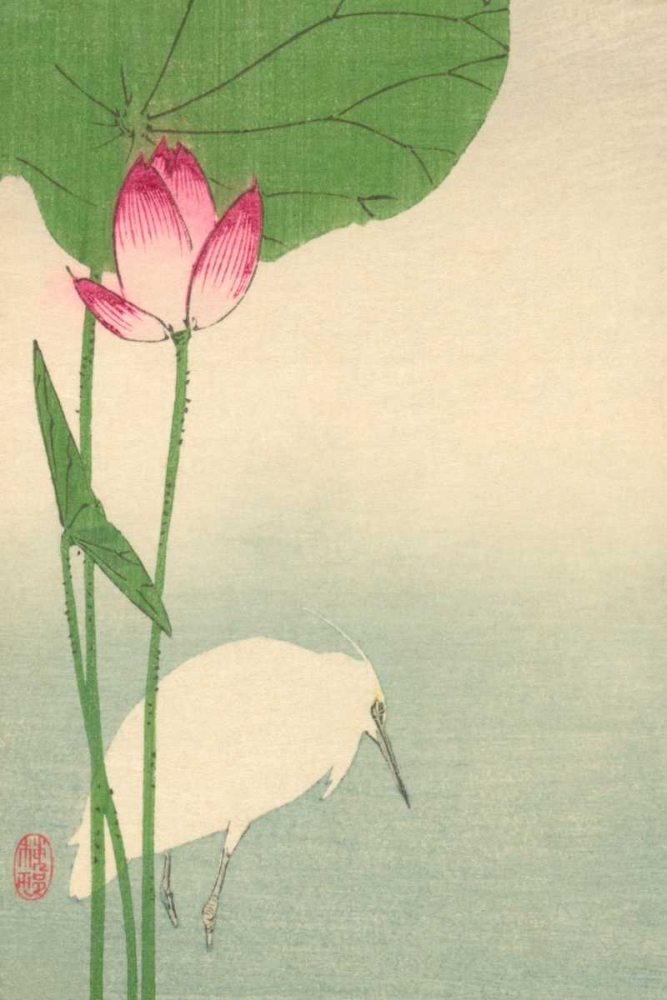 Wall Art Painting id:96008, Name: White heron and lotus, 1894, Artist: Baison