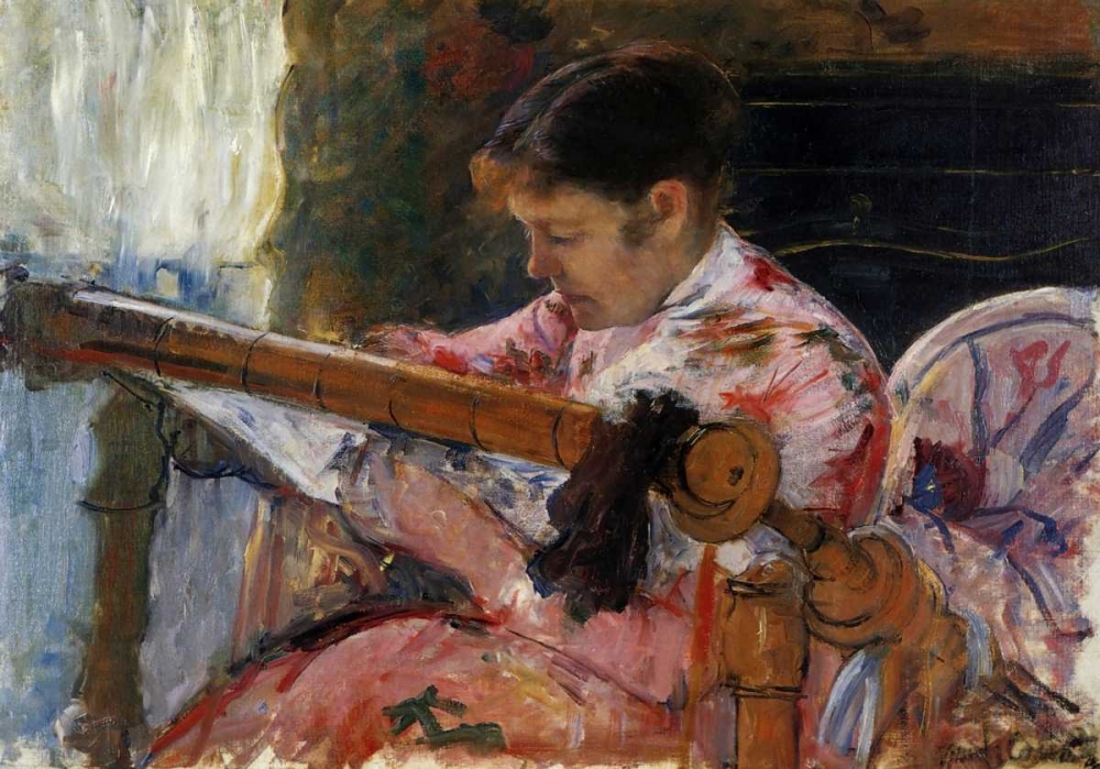 Wall Art Painting id:92441, Name: Lydia Seated At An Embroidery Frame 1881, Artist: Cassatt, Mary